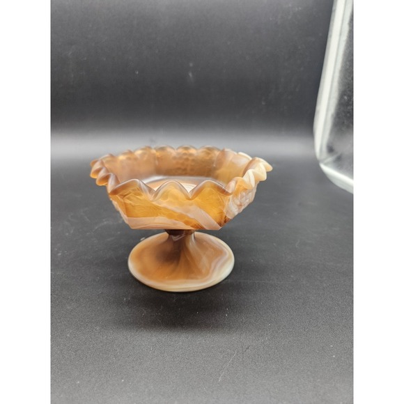 imperial Other - Imperial caramel slag glass pedestal compote bowl grape design